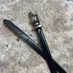 SOLD / NOT FOR SALE Black faux leather belt with silver buckle